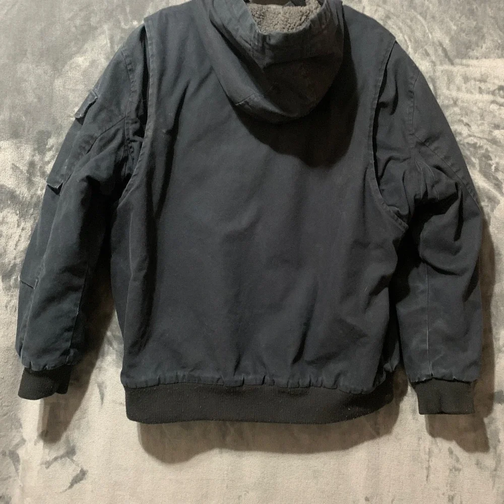 Lee Jacket Mens XL LM33JK686 Black Sherpa Lined Hooded Workwear EUC